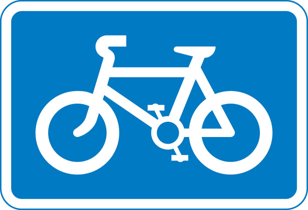 Information-sign-recommended-route-cycles
