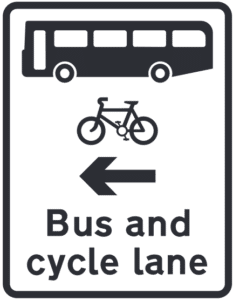 Contraflow bus and cycle lane sign