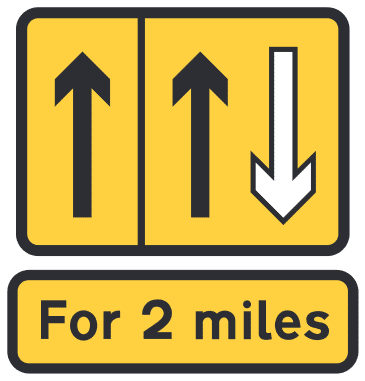 Temporary contraflow lane sign