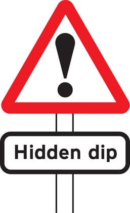 Hidden dip road sign